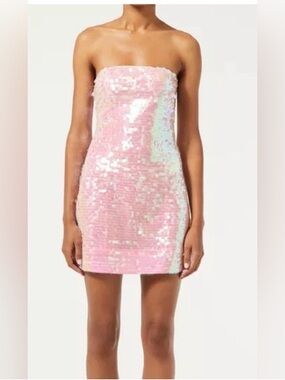 RHODE Strapless Pink Sequin Mini Dress